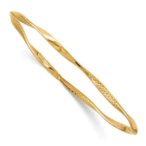 14K Gold Polished Textured Bangle with Lifetime Guarantee