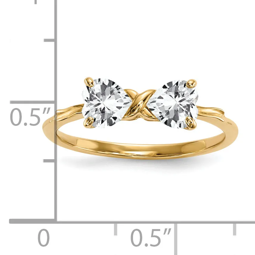14k Gold Polished White Topaz Bow Ring