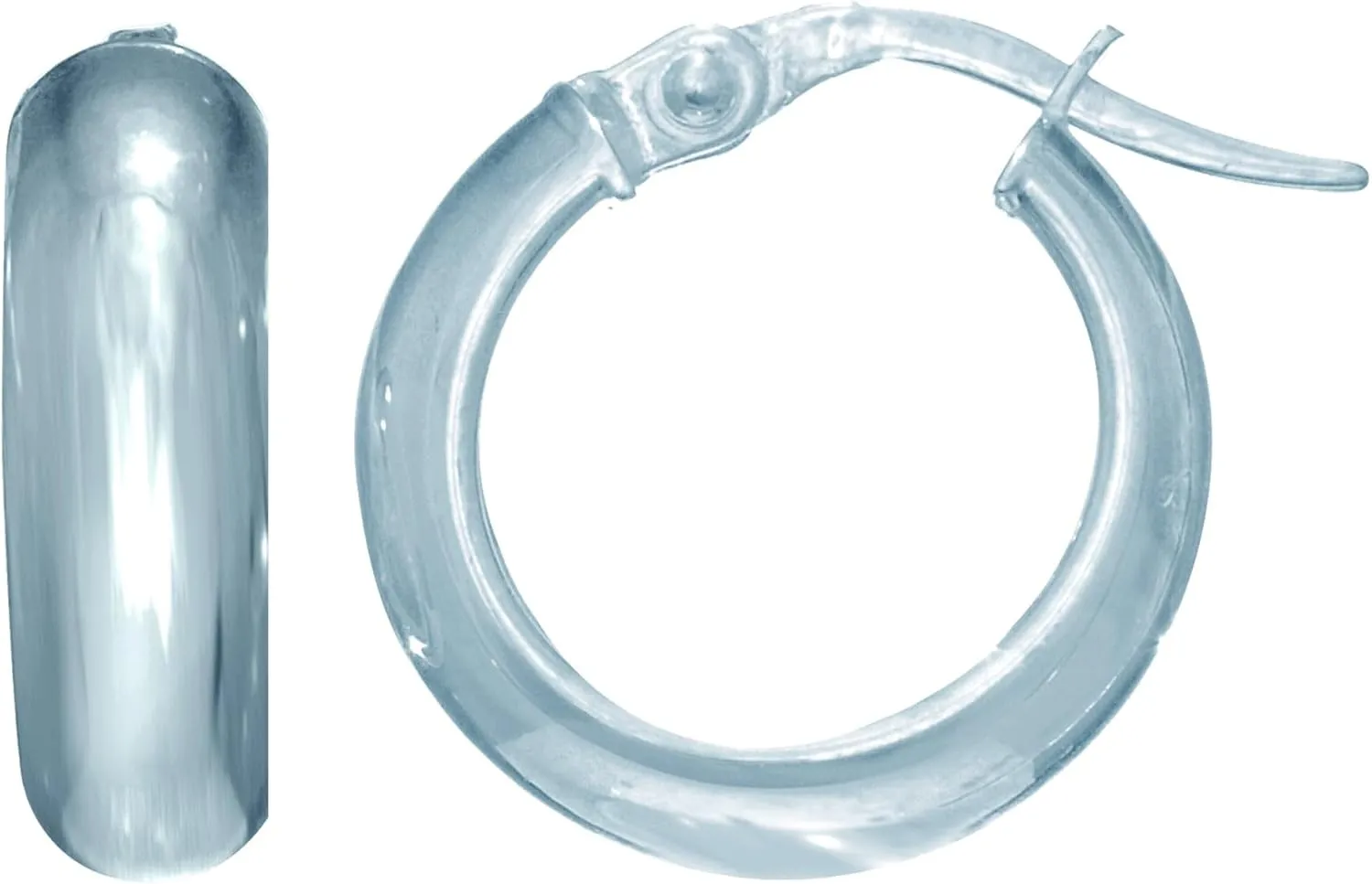 14K Gold Round Polished Hoop Earrings, 15mm