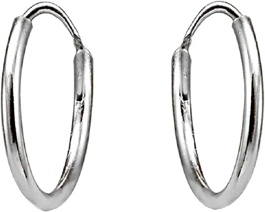 14K Gold Tiny Small Round Thin Lightweight 10mm Endless Cartilage Hoop Earrings for Men Women