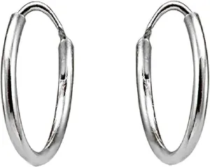 14K Gold Tiny Small Round Thin Lightweight 10mm Endless Cartilage Hoop Earrings for Men Women