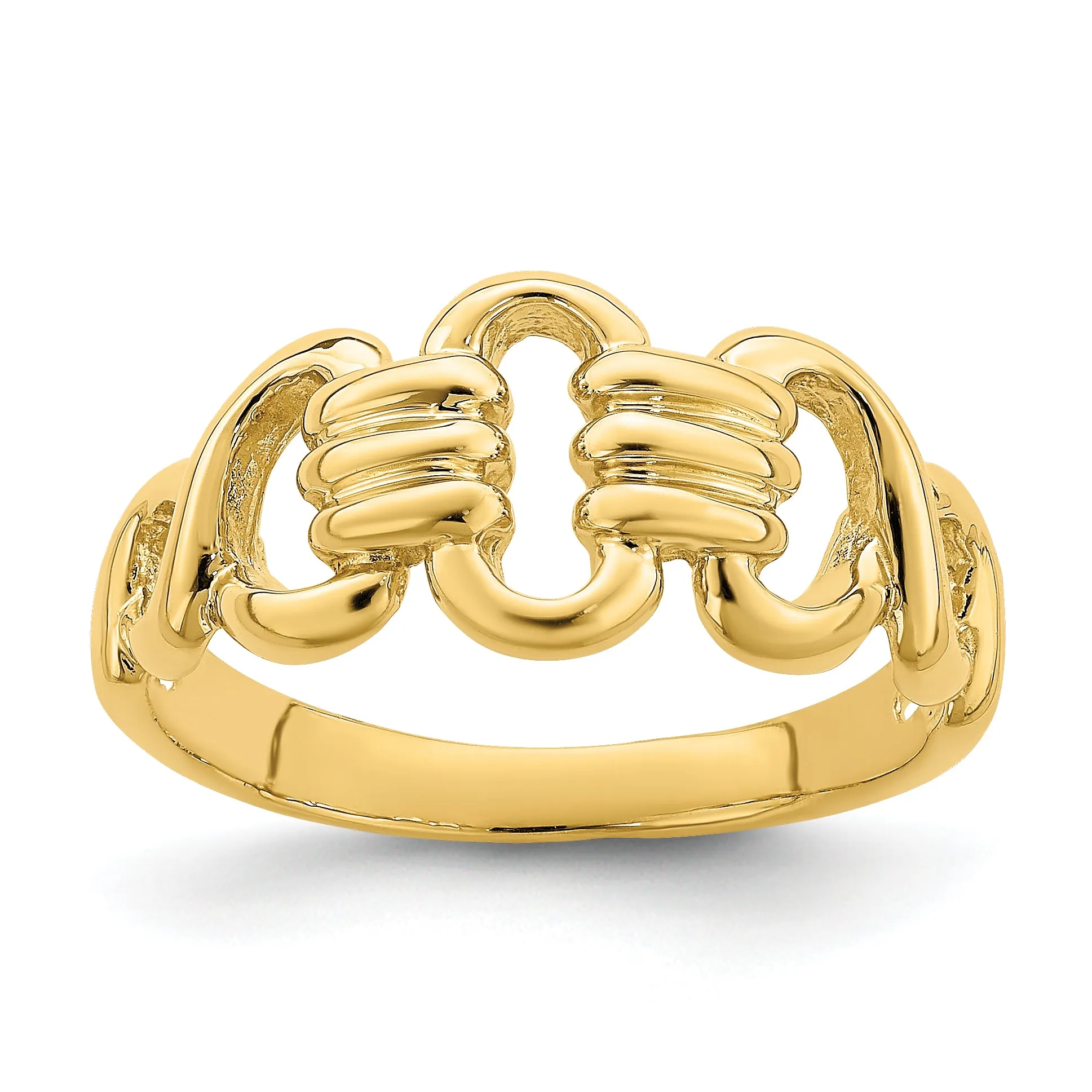14K Polished Freeform Links Ring