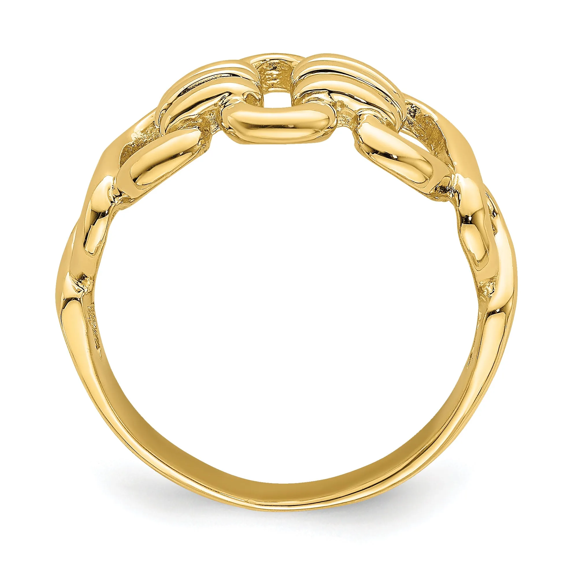 14K Polished Freeform Links Ring