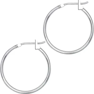 14KT White Gold 1.5mm 3/4 Inch Hoop Earrings