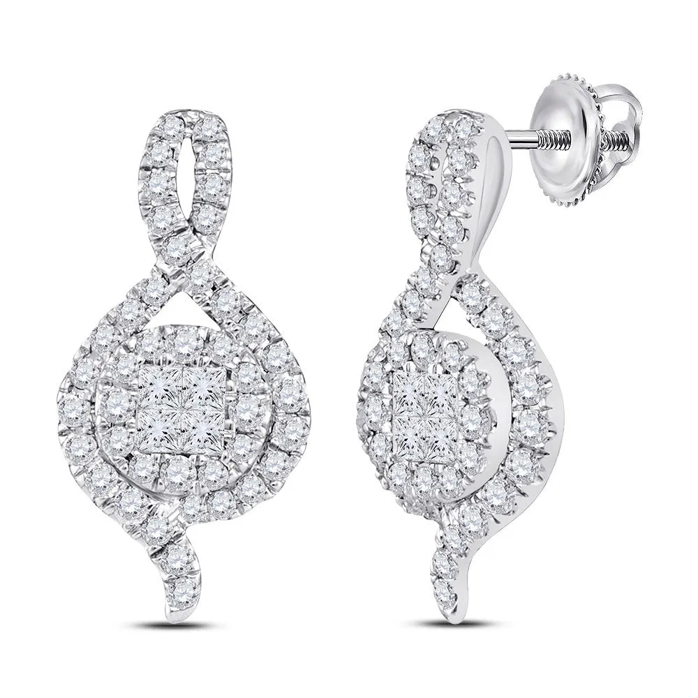 14kt White Gold Diamond Brilliance Cluster Earrings