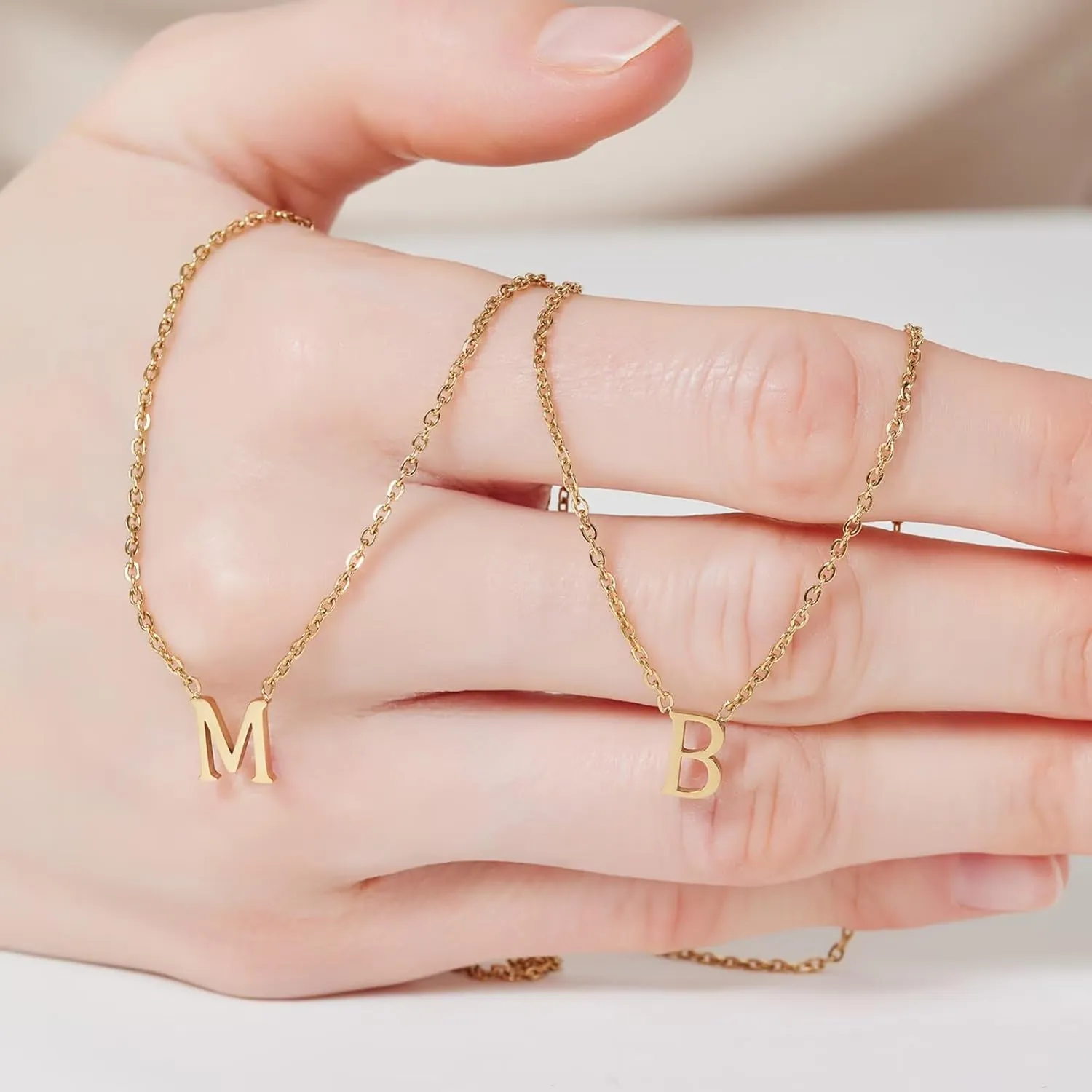 18k Gold Initial and Cross Layered Necklaces for Women Dainty Christian Jewelry Personalized Name Necklace Christian Gift for Her Friendship Elegant Gold Necklace for Women