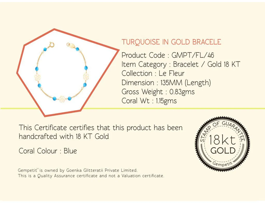 18K Gold Turquoise Bracelet <br> Le Fleur Collection