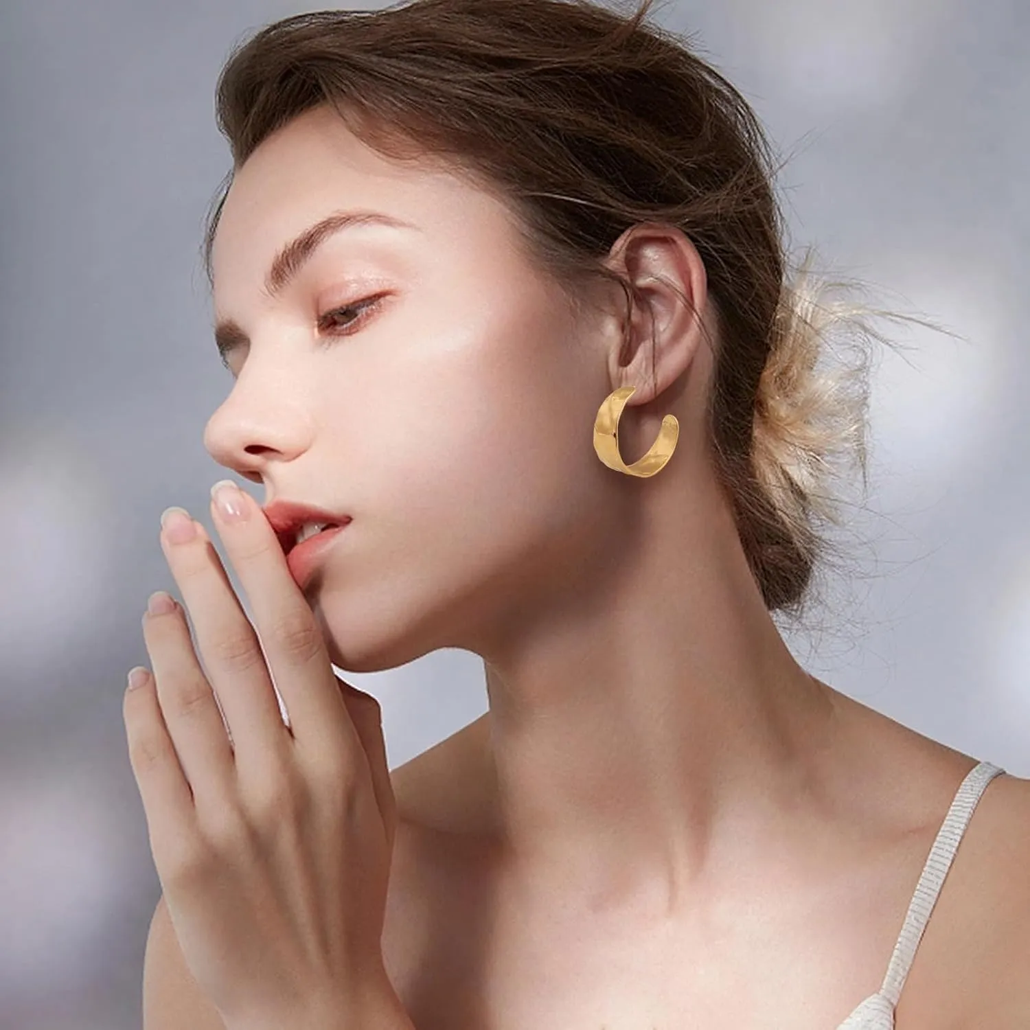 18K Real Gold Plating Heart/Half Hoop Earrings Boho Trendy Dragonfly Earrings Jewelry Gift for Women