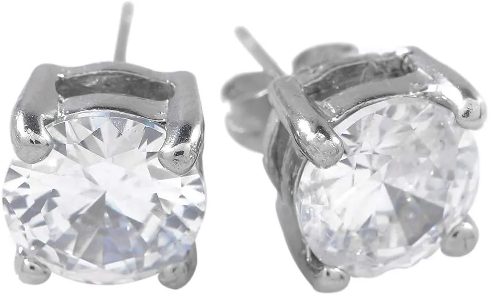 18k White Gold Stainless Steel Round Stud Earrings
