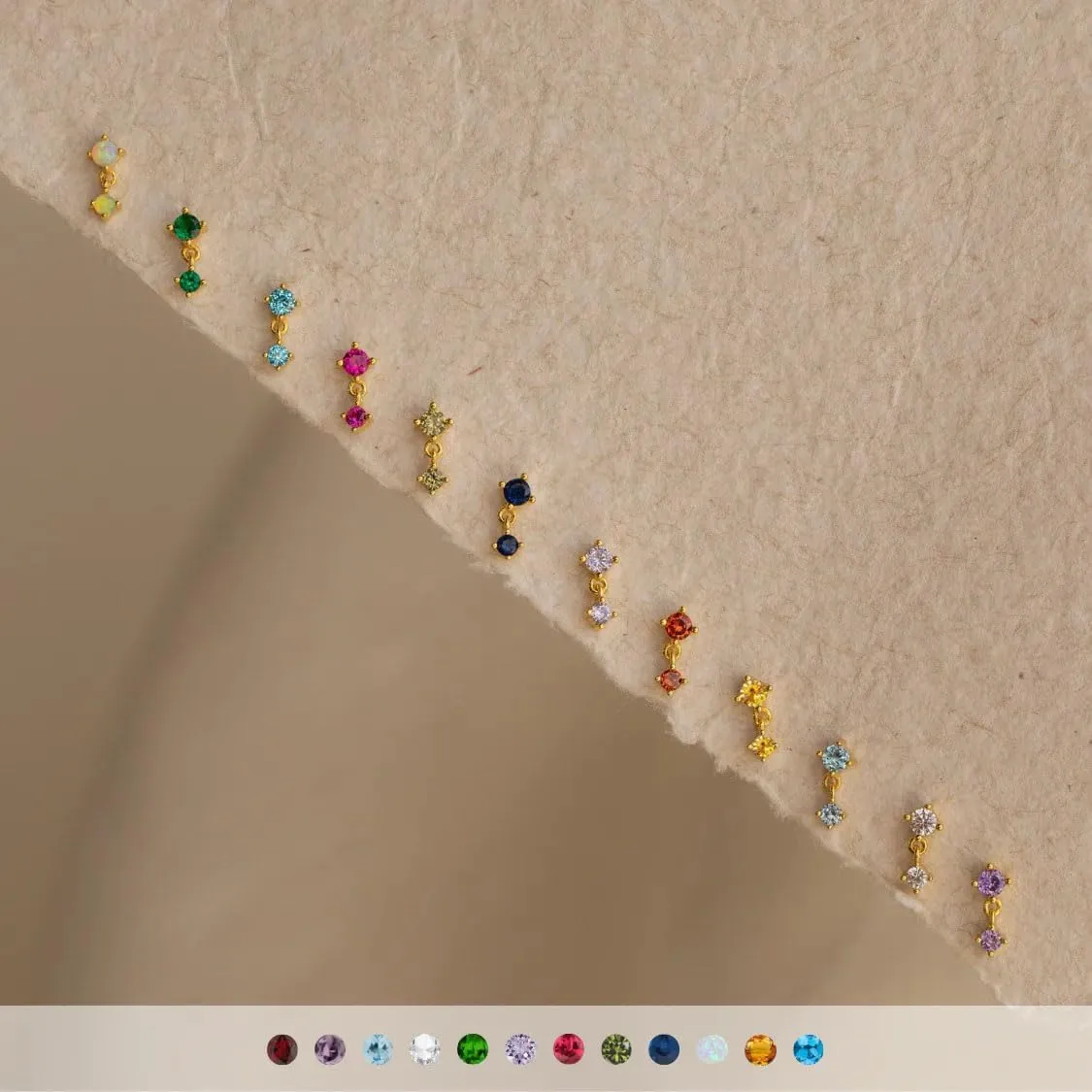 2 Pairs 20G/18G/16G Dainty Stud Earrings, Cubic Zirconia Screw Flat Back Drop Earrings & Tiny Birthstone Dangle Earrings