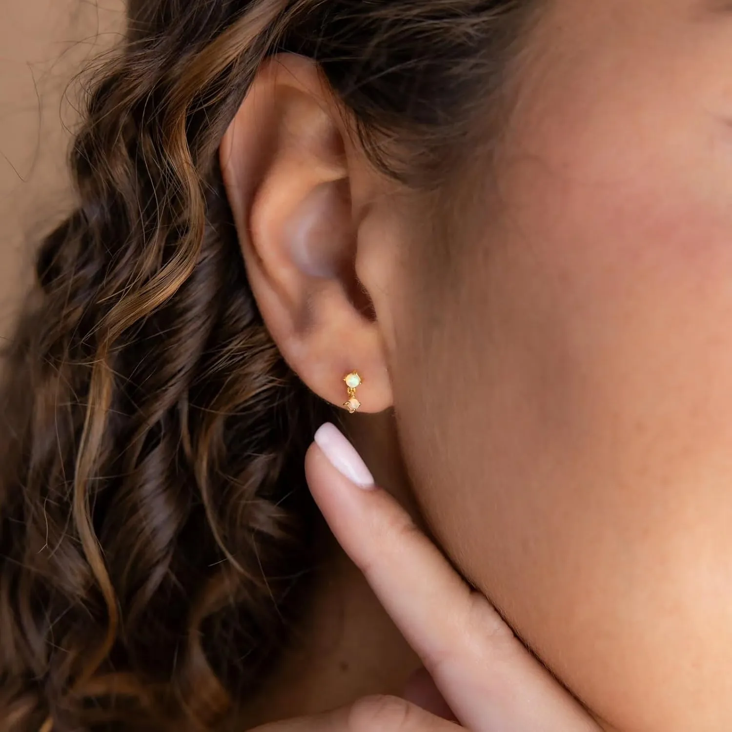 2 Pairs 20G/18G/16G Dainty Stud Earrings, Cubic Zirconia Screw Flat Back Drop Earrings & Tiny Birthstone Dangle Earrings