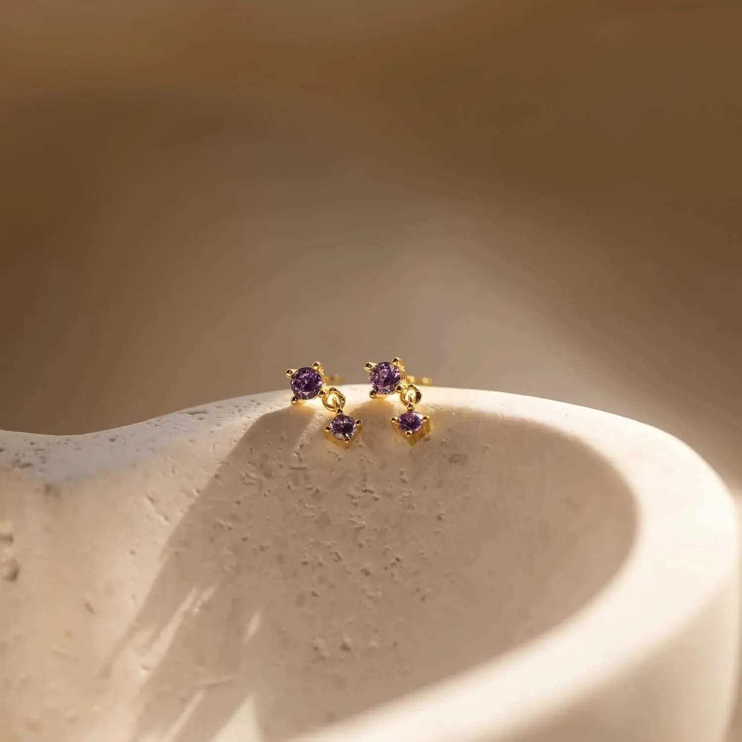 2 Pairs 20G/18G/16G Dainty Stud Earrings, Cubic Zirconia Screw Flat Back Drop Earrings & Tiny Birthstone Dangle Earrings