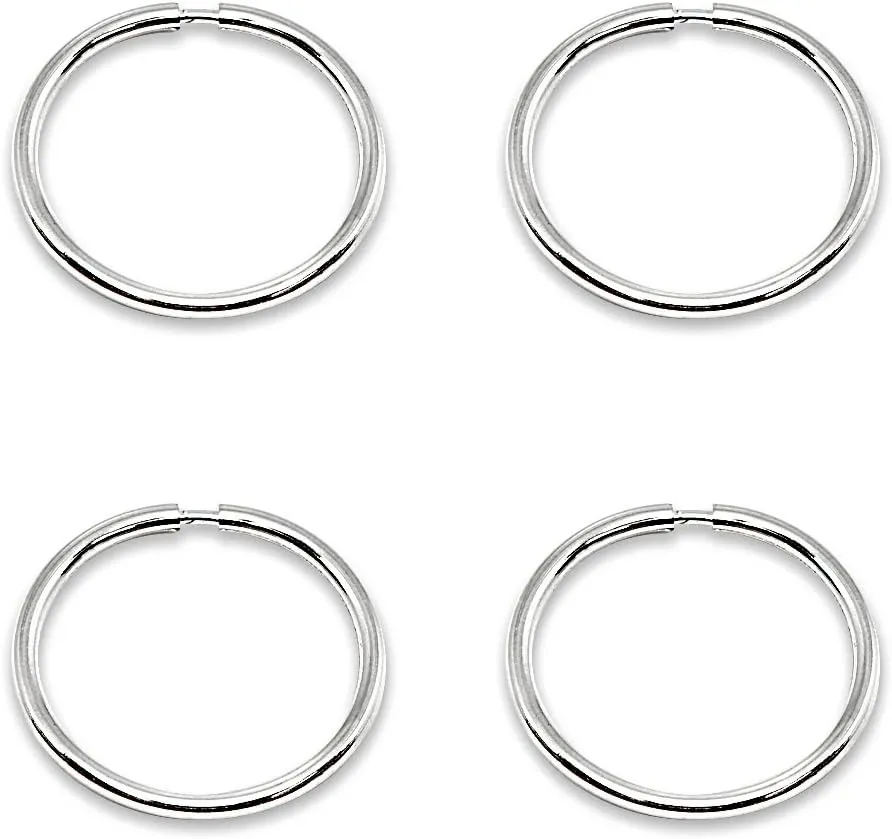2 Pairs of 14K Gold Tiny Small Endless 10mm Thin Cartilage Hoop Earrings for men or women