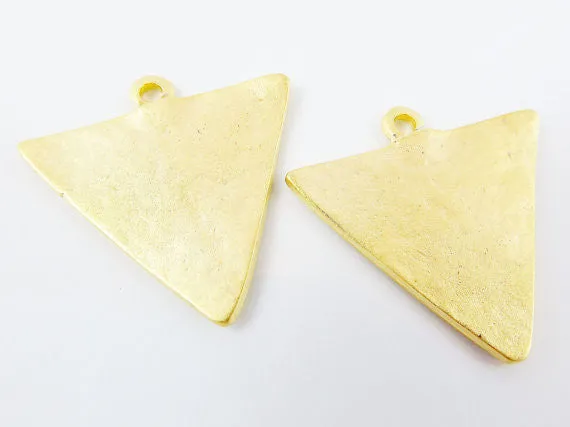 2 Triangle Minimalist Geometric Pendants - 22k Matte Gold Plated
