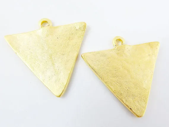 2 Triangle Minimalist Geometric Pendants - 22k Matte Gold Plated