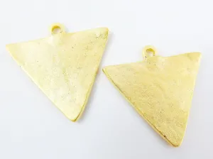 2 Triangle Minimalist Geometric Pendants - 22k Matte Gold Plated
