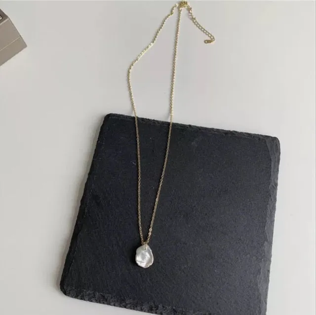 2021New Vintage Irregular Pearl Jewelry Gold Plated Chunky Link Chain Layered Necklaces for Women Ladies Pearl Necklace