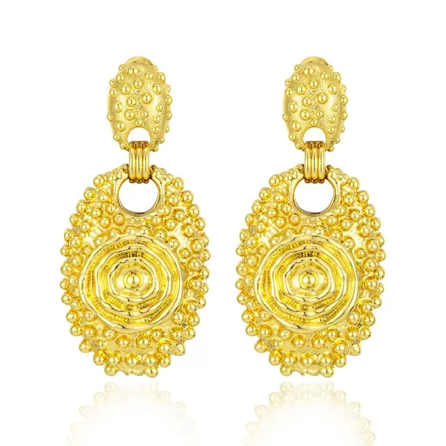 24K Gold Plated Exquisite African Metal Earrings