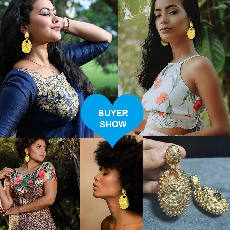 24K Gold Plated Exquisite African Metal Earrings