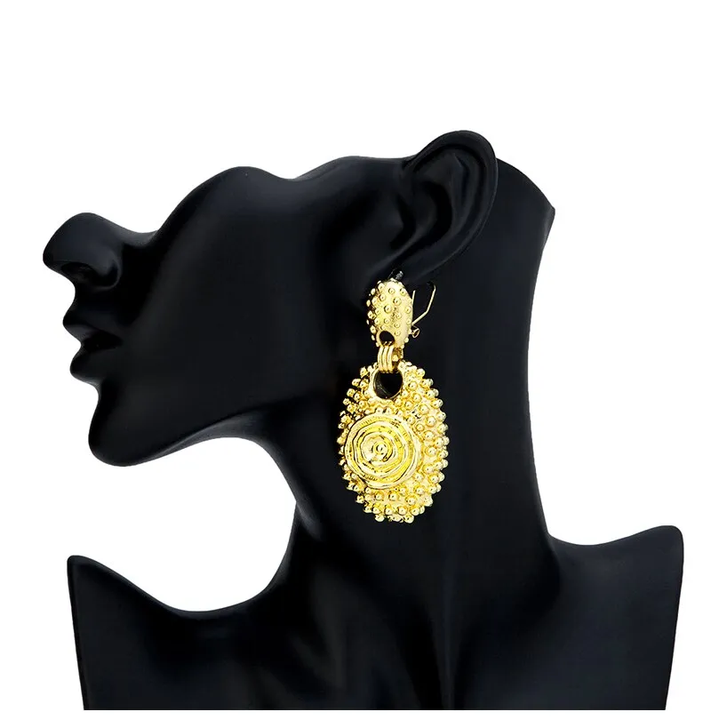 24K Gold Plated Exquisite African Metal Earrings