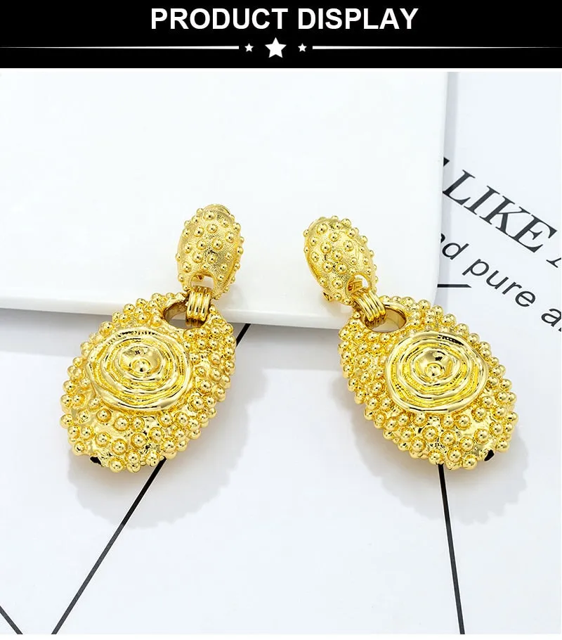 24K Gold Plated Exquisite African Metal Earrings