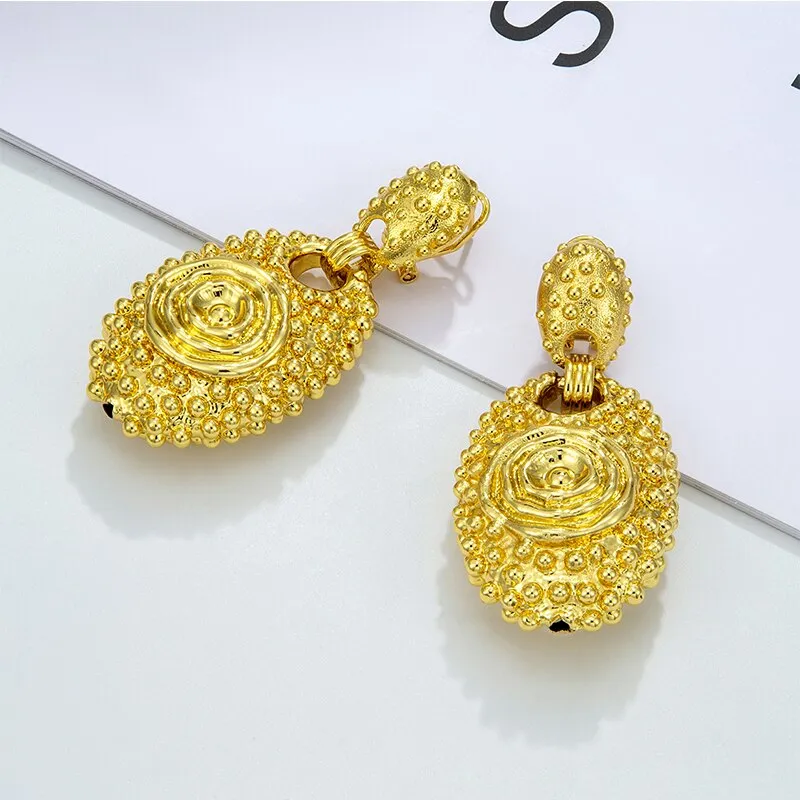 24K Gold Plated Exquisite African Metal Earrings