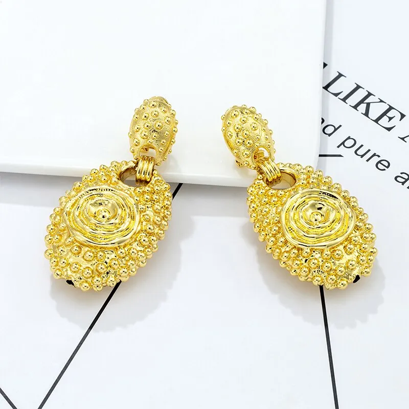 24K Gold Plated Exquisite African Metal Earrings