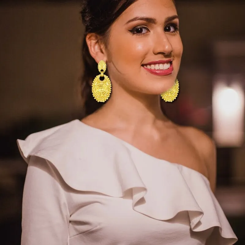24K Gold Plated Exquisite African Metal Earrings