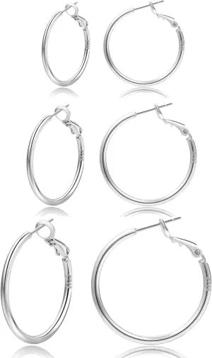 2mm Sterling Silver Big Hoop Earrings For Women - Large Hypoallergenic Circle Endless Thin Oversize Silver Hoops