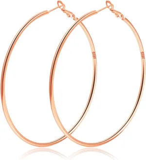 2mm Sterling Silver Big Hoop Earrings For Women - Large Hypoallergenic Circle Endless Thin Oversize Silver Hoops