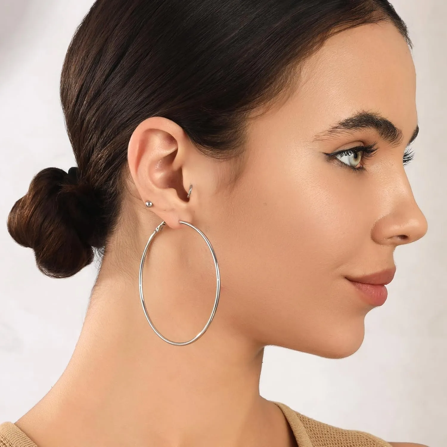 2mm Sterling Silver Big Hoop Earrings For Women - Large Hypoallergenic Circle Endless Thin Oversize Silver Hoops