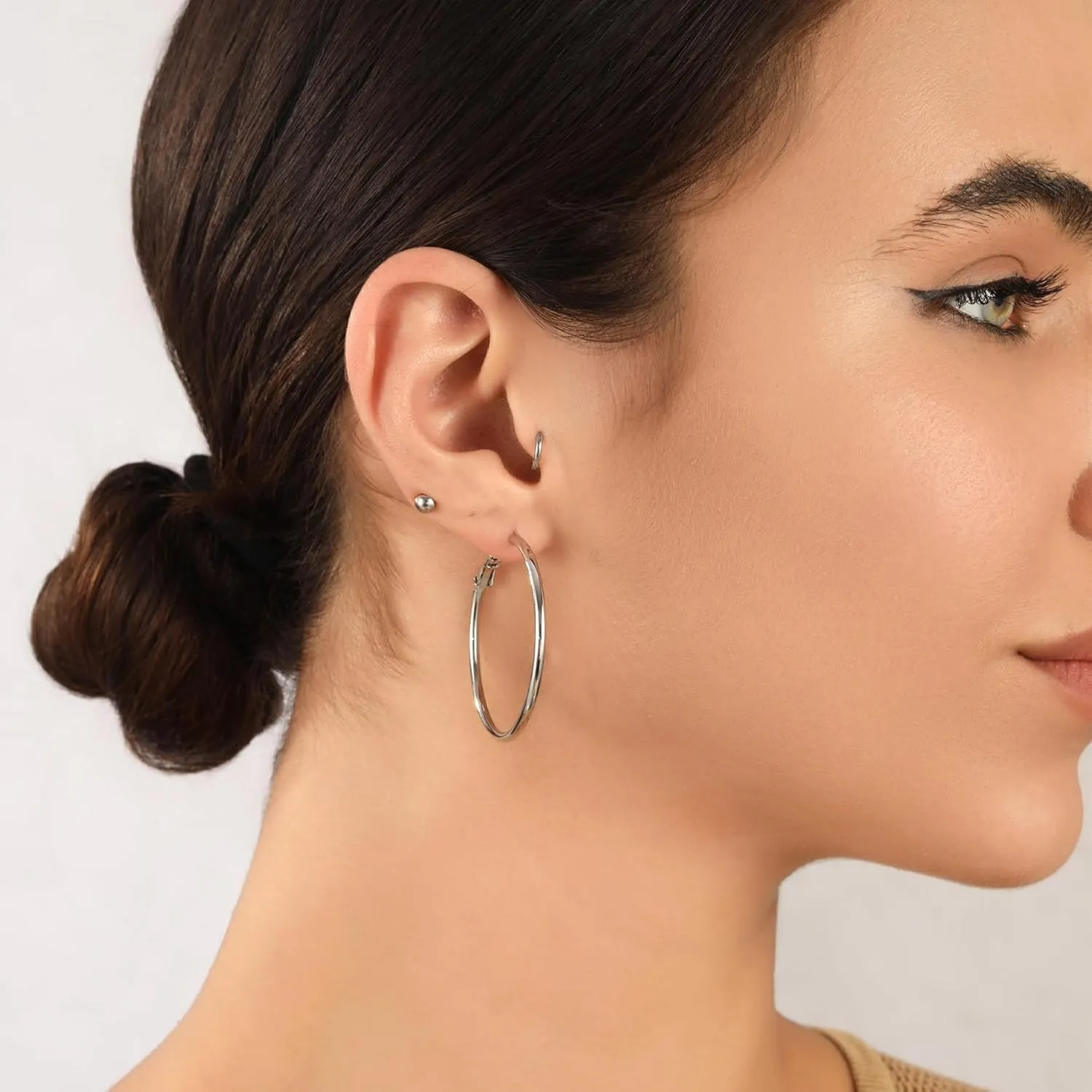 2mm Sterling Silver Big Hoop Earrings For Women - Large Hypoallergenic Circle Endless Thin Oversize Silver Hoops