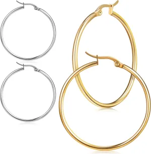 2Pairs Exaggerated Circle Earrings of Hoop Earrings Fashion Jewelry for Women Chic for Everyday Wear Special Occasions