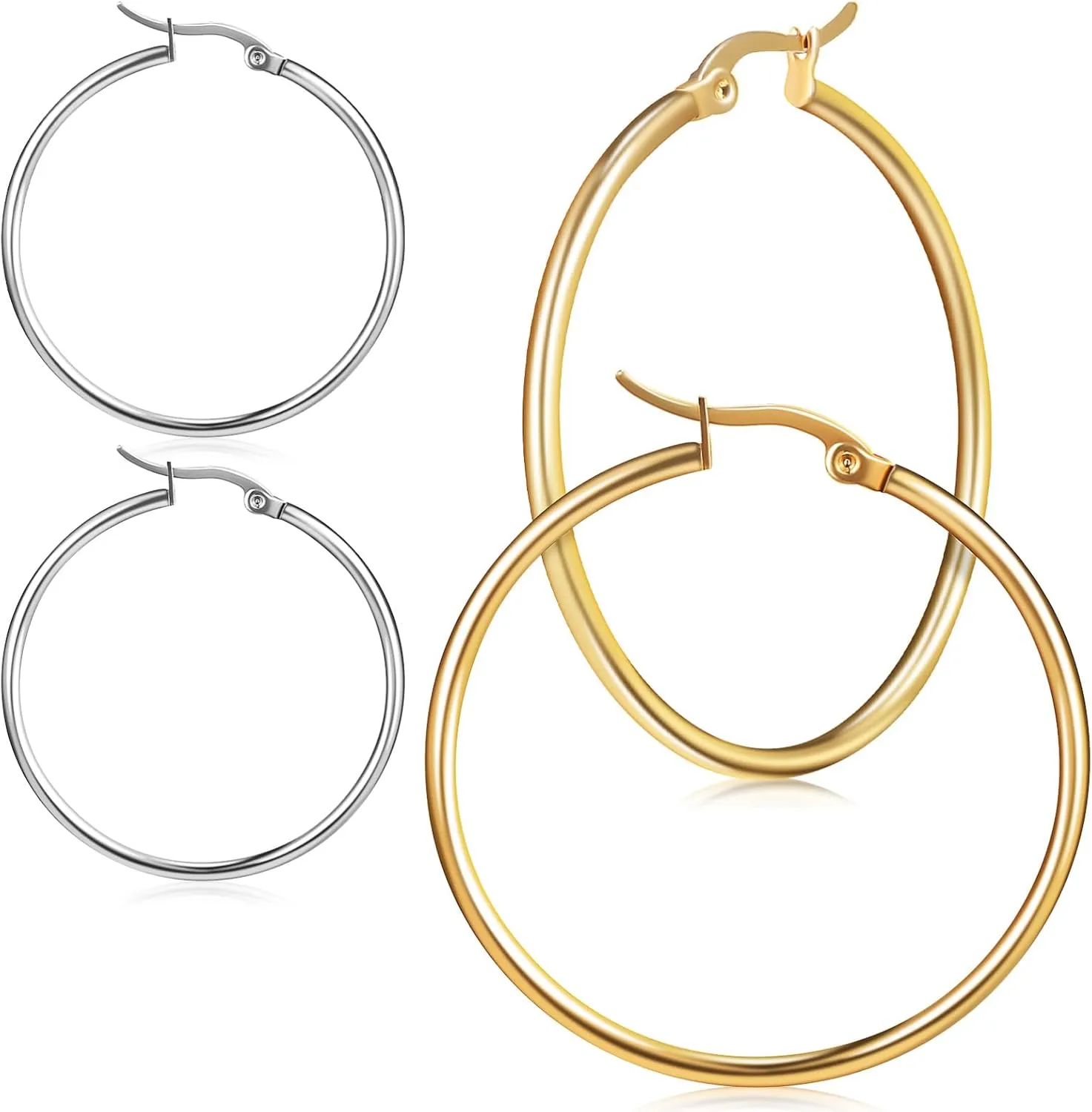 2Pairs Exaggerated Circle Earrings of Hoop Earrings Fashion Jewelry for Women Chic for Everyday Wear Special Occasions