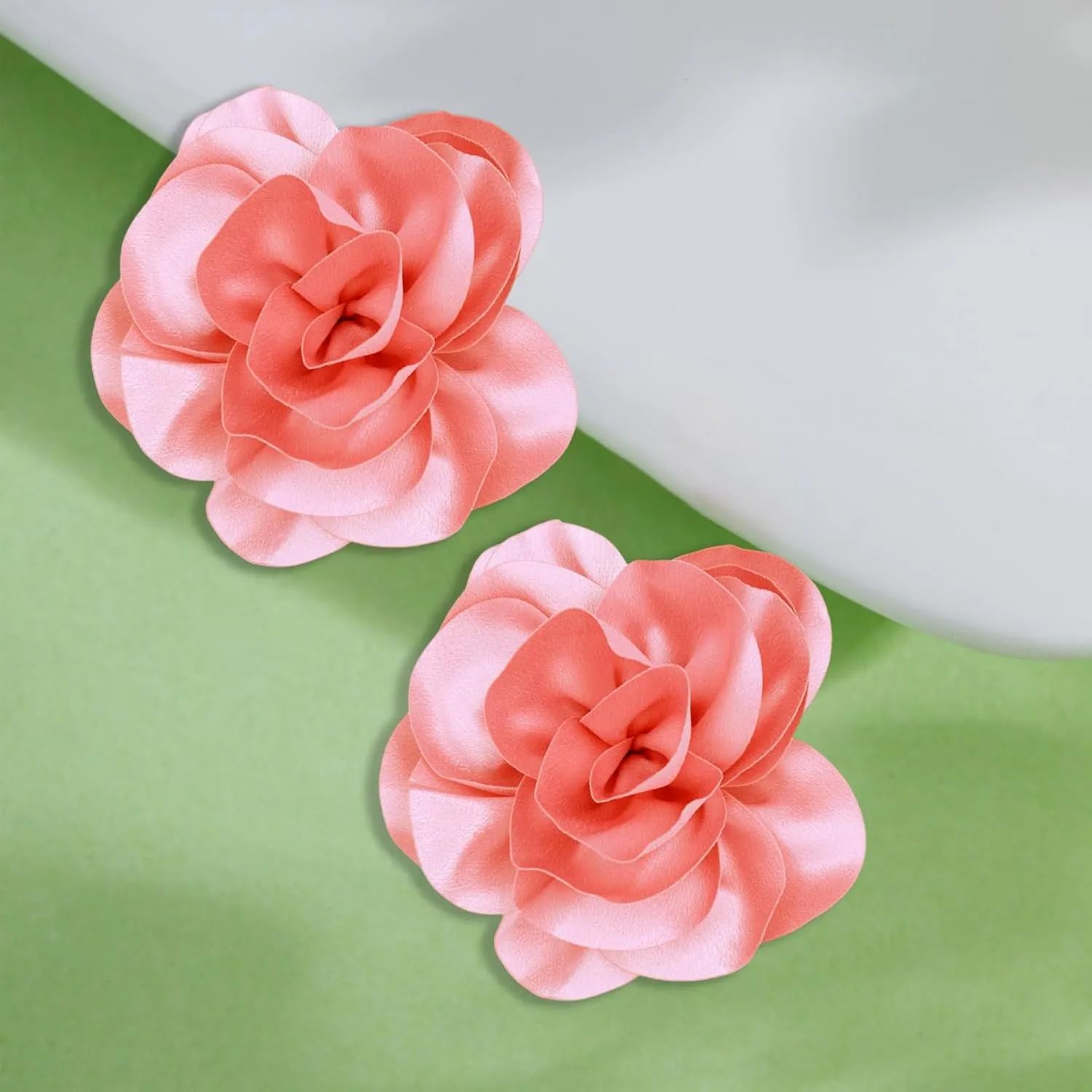 2Pcs 5in Dainty Satin Fabric Flower Brooch Extra Large Rose Camellia Flower Brooches Lapel Pins for Women Wedding Party Dance Banquet Clothes Jewelry Accessories