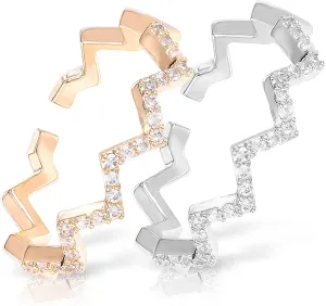 2Pcs Adjustable Rings for Women Elegant Sterling Finger Rings Unique Wave Appearance Lightweight Comfortable for Daily Wear