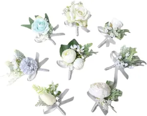 2pcs boutonniere pins for Men Groom and Best Man Boutonnieres with Pins Groom Boutonniere for Wedding Prom Ceremony Anniversary Dinner,Style H