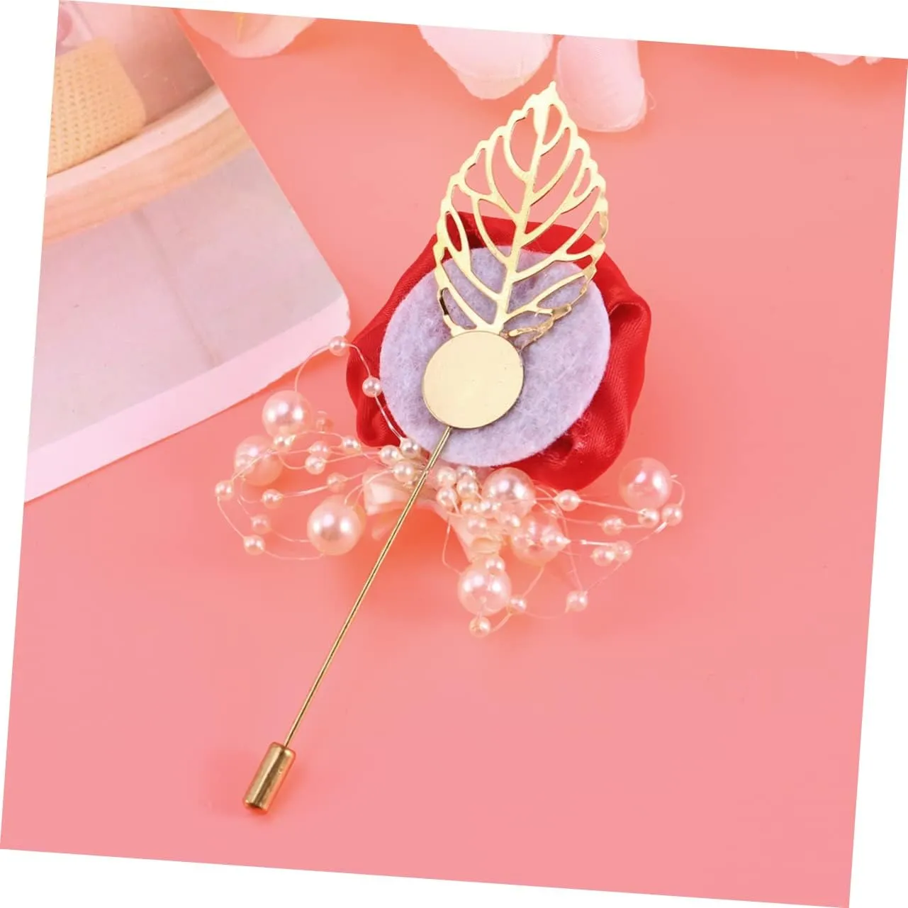 2pcs Bride Clothing Pin Floral Brooch Bridal Banquet Decor Pearl Boutonniere