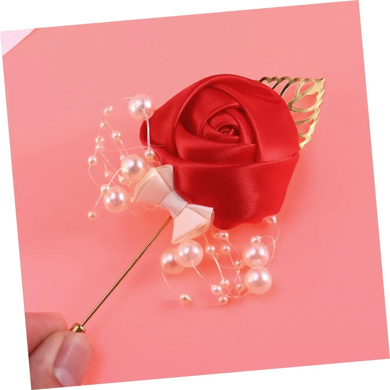 2pcs Bride Clothing Pin Floral Brooch Bridal Banquet Decor Pearl Boutonniere