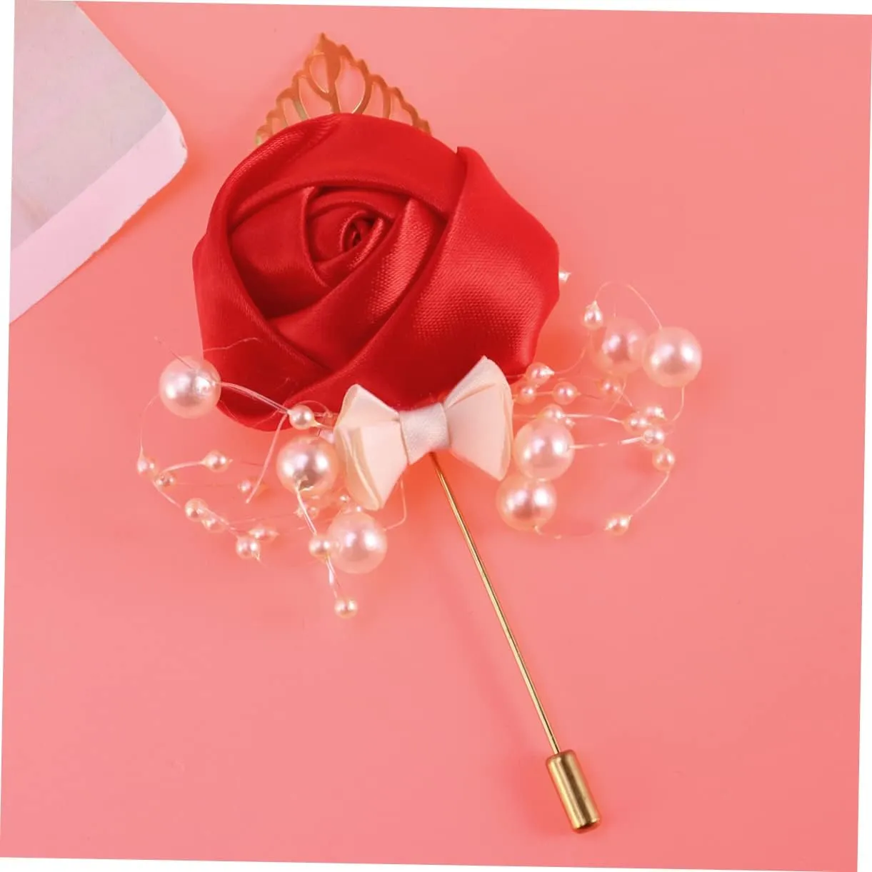 2pcs Bride Clothing Pin Floral Brooch Bridal Banquet Decor Pearl Boutonniere