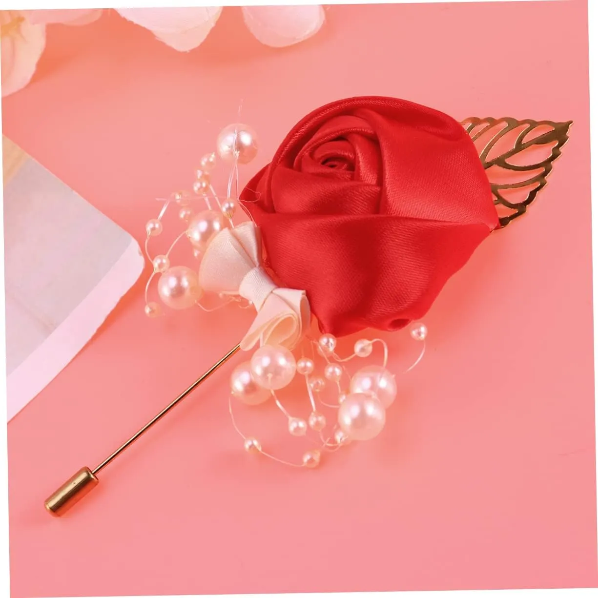 2pcs Bride Clothing Pin Floral Brooch Bridal Banquet Decor Pearl Boutonniere