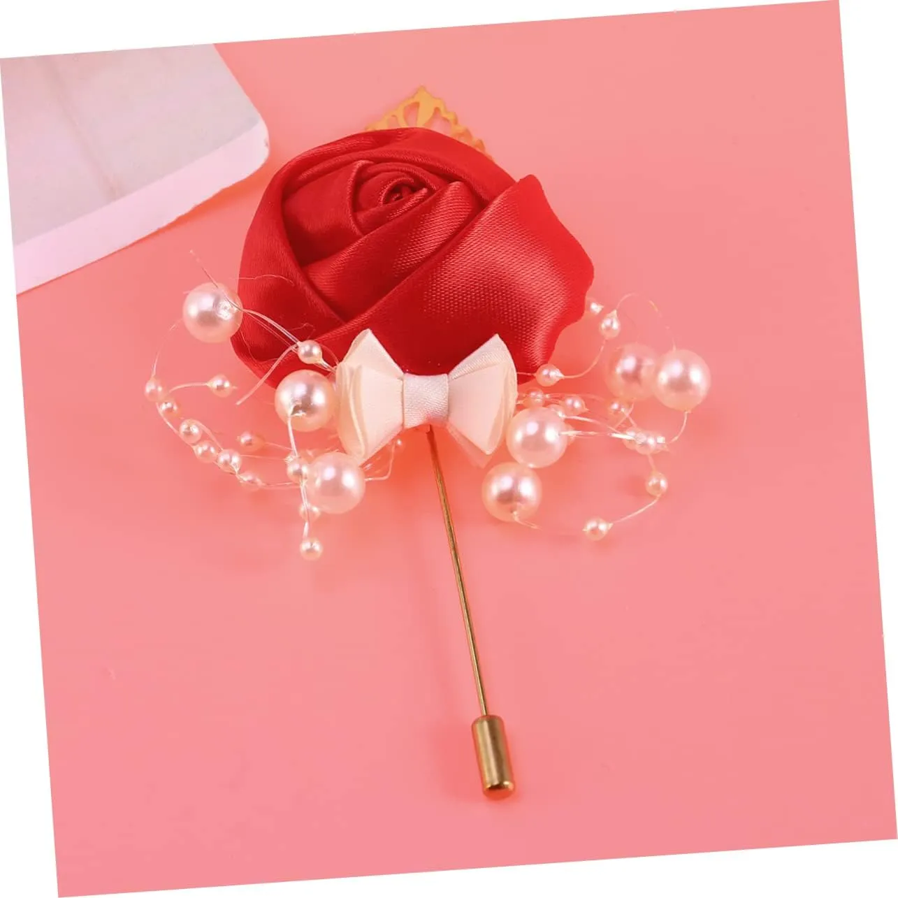 2pcs Bride Clothing Pin Floral Brooch Bridal Banquet Decor Pearl Boutonniere