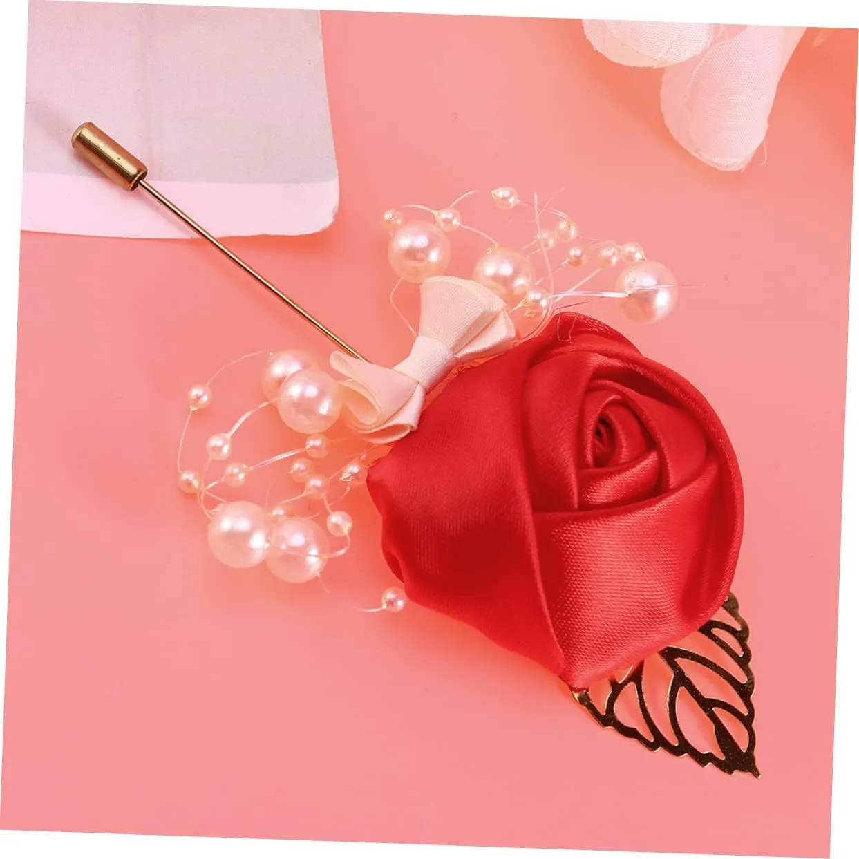 2pcs Bride Clothing Pin Floral Brooch Bridal Banquet Decor Pearl Boutonniere