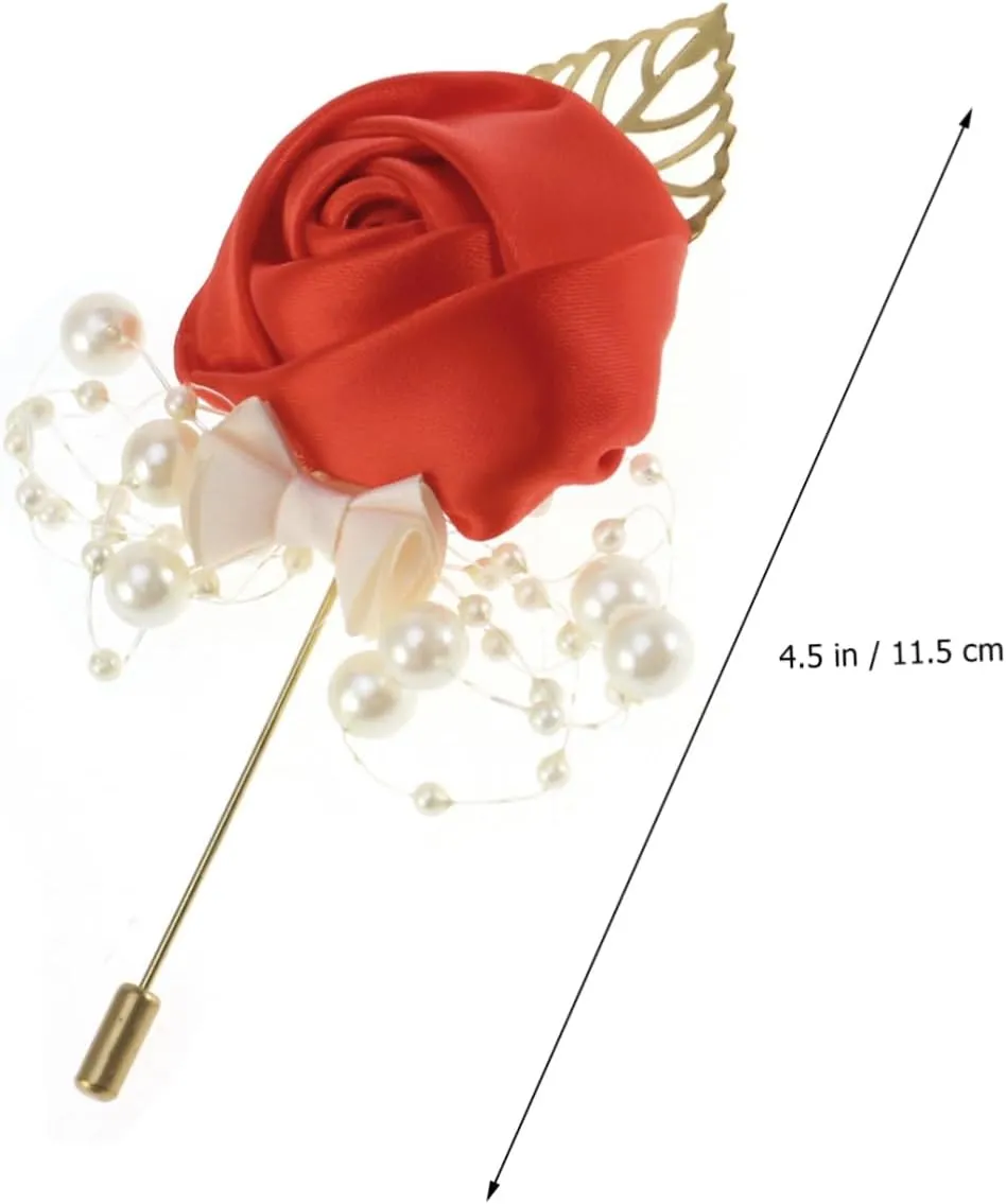2pcs Bride Clothing Pin Floral Brooch Bridal Banquet Decor Pearl Boutonniere