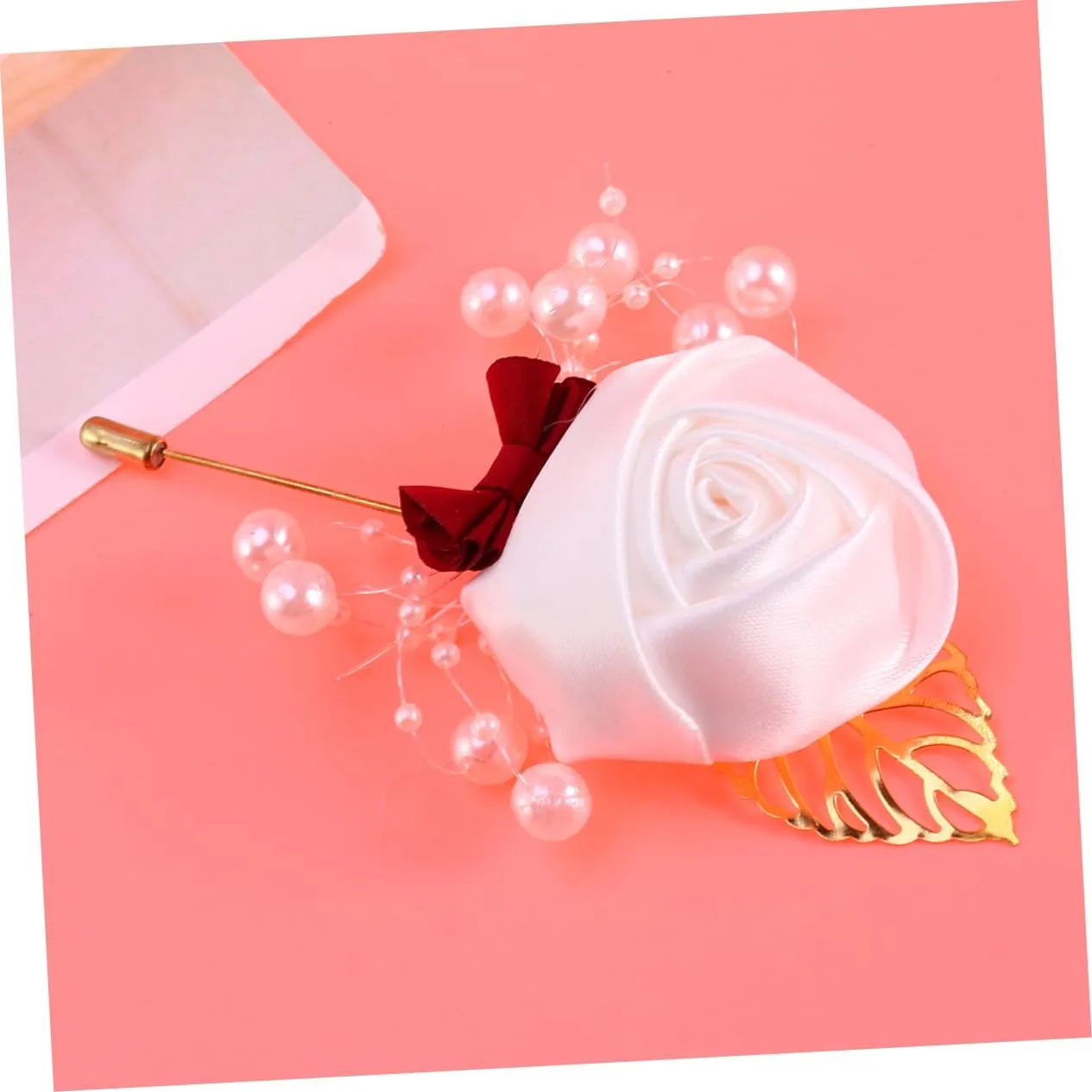 2pcs Pearl Boutonniere Floral Brooch Bride Clothing Pin Bridal Banquet Decor