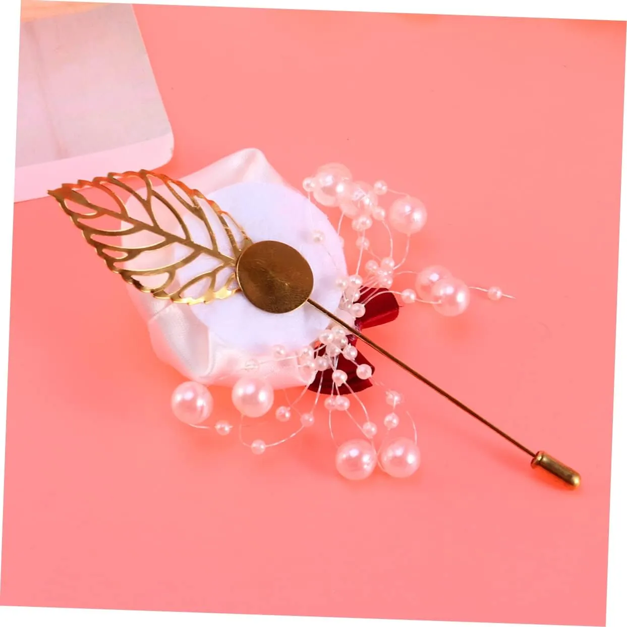 2pcs Pearl Boutonniere Floral Brooch Bride Clothing Pin Bridal Banquet Decor