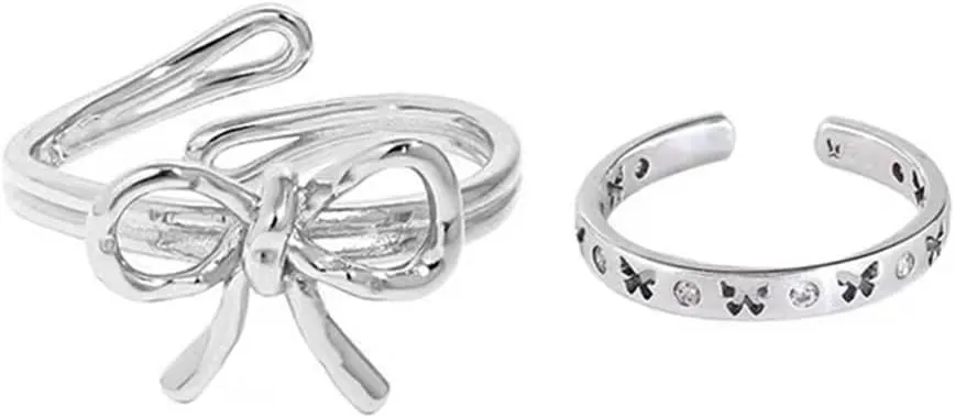 2Pcs Stackable Joint Women Open Rings Set Stackable Finger Joint Rings Thumb Rings