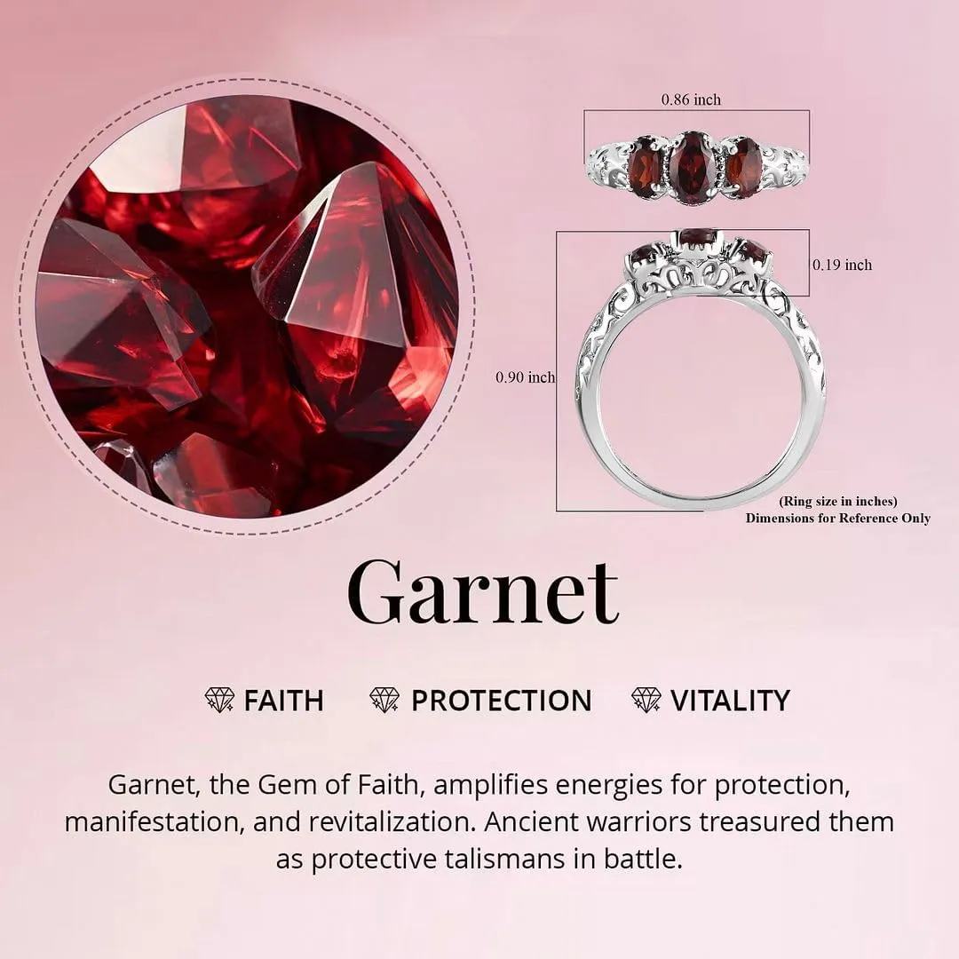 3 Birthstone Rings for Women in 925 Sterling Silver with Platinum Plated Daughters Mothers Ring - Gemstone Jewelry Birthday for Her Birthday Gifts
