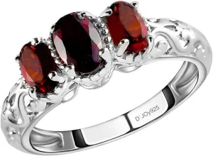 3 Birthstone Rings for Women in 925 Sterling Silver with Platinum Plated Daughters Mothers Ring - Gemstone Jewelry Birthday for Her Birthday Gifts
