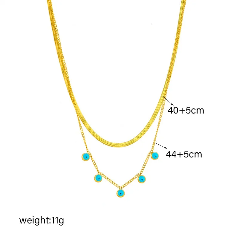 316L Stainless Steel Blue Eye Ball Pendant Necklace For Women